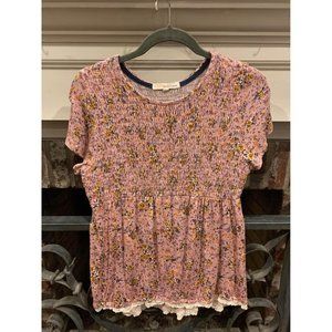 Rewind pink floral top, size large youth (adult small) (Bin X)